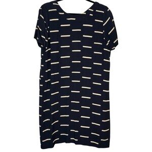 Madewell Black Tan Women’s Short Sleeve Dress With Silver Exposed Zipper Size 6